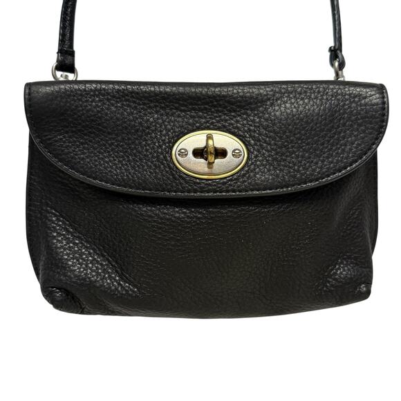 Fossil Black Pebbled Leather Crossbody Small Keyhole Lock - Picture 2 of 6